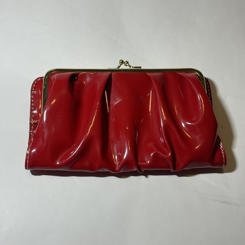 Red Patent Leather Mini Kiss-lock Clutch Wallet